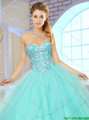2016 Latest Beading Sweetheart Quinceanera Dresses in Hot Pink