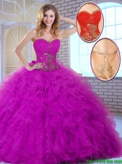 2016 New Style Ball Gown Sweetheart Quinceanera Dresses in Fuchsia