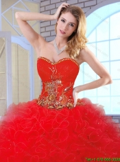 2016 Perfect Blue Sweet 16 Dresses with Appliques and Ruffles