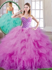 2016 Popular Ball Gown Quinceanera Dresses with Beading and Ruffles
