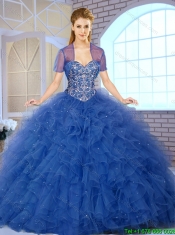 2016 Popular Ball Gown Sweet 16 Dresses with Beading and Ruffles