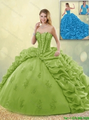 Beautiful Appliques and Pick Ups Detachable Sweet 16 Dresses with Brush Train