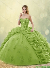 Beautiful Appliques and Pick Ups Detachable Sweet 16 Dresses with Brush Train