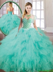 Beautiful Spring Green Sweet 16 Dresses with Beading for 2016