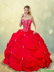 Cheap 2016 Beading and Pick Ups Quinceanera Gowns in Red