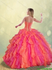 Cheap Beading and Ruffles Detachable Quinceanera Dresses in Multi Color