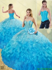 Elegant 2016 Beading and Ruffles Quinceanera Gowns with Sweetheart