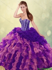 Elegant Beading and Ruffles Detachable Quinceanera Dresses with Sweetheart