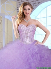 Elegant Ruffles and Sequins Quinceanera Gowns in Coral Red