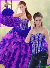 Exclusive Multi Color Brush Train Detachable Quinceanera Dresses