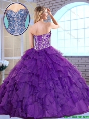 Exquisite Aqua Blue Sweet 16 Gowns with Beading and Ruffles