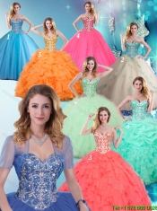 Exquisite Aqua Blue Sweet 16 Gowns with Beading and Ruffles