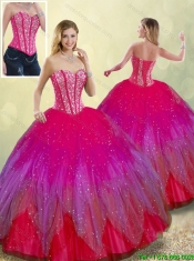 Fashionable Beading Sweetheart Multi Color Detachable Quinceanera Dresses