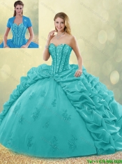 Fashionable Brush Train Pick Ups and Beading Quinceanera Gowns