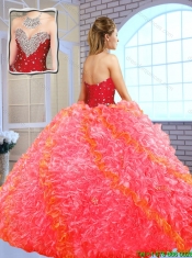 Formal Sweetheart Quinceanera Gowns with Beading and Ruffles