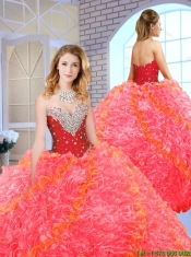 Formal Sweetheart Quinceanera Gowns with Beading and Ruffles