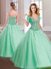 Latest Beading Lace Up Quinceanera Gowns with Sweetheart for 2016