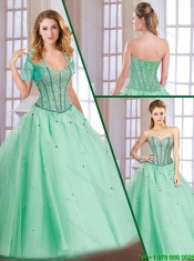 Latest Beading Lace Up Quinceanera Gowns with Sweetheart for 2016