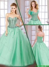 Latest Beading Lace Up Quinceanera Gowns with Sweetheart for 2016