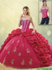 Latest Brush Train Beading Detachable Sweet 16 Dresses in Coral Red