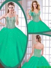 Latest Green Sweetheart Quinceanera Gowns with Beading