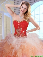 Latest Winter Appliques and Ruffles Quinceanera Dresses in Multi Color