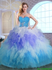 Latest Winter Appliques and Ruffles Quinceanera Dresses in Multi Color