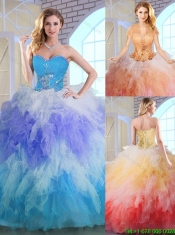 Latest Winter Appliques and Ruffles Quinceanera Dresses in Multi Color