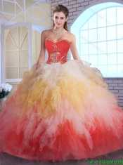 Luxurious Appliques and Ruffles Quinceanera Dresses in Multi Color