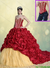 Luxurious Beading and Pick Ups Detachable Sweet 16 Dresses with Brush Train