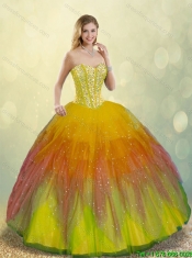 Luxurious Beading Detachable Quinceanera Gowns with Floor Length