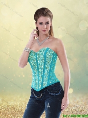 Detachable Luxurious Brush Train Sweetheart Detachable Quinceanera Dresses in Aqua Blue
