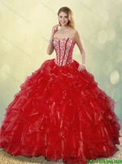 Luxurious Sweetheart Detachable Quinceanera Gowns in Wine Red for 2016