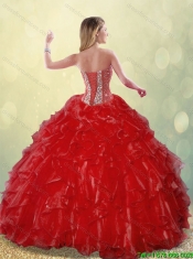 Luxurious Sweetheart Detachable Quinceanera Gowns in Wine Red for 2016