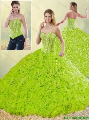 Modest Rolling Flowers Detachable Quinceanera Gowns with Sweetheart