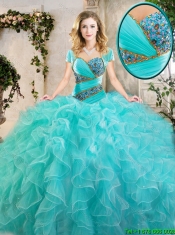 New Arrivals Beading Aqua Blue Quinceanera Gowns with Sweetheart