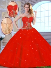 New Arrivals Red Sweetheart Quinceanera Gowns with Beading
