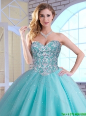 New Style Beading Sweetheart Quinceanera Dresses in Aqua Blue