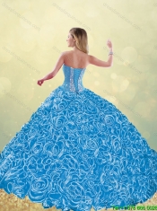 New Style Blue Detachable Quinceanera Dresses with Brush Train for 2016