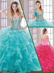 New Style Hot Sale Beading and Ruffles Quinceanera Dresses with Sweetheart