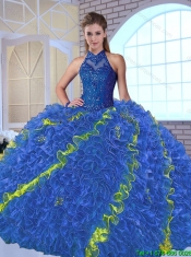 Perfect High Neck Appliques Sweet 16 Dresses in Multi Color
