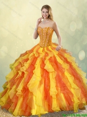 Perfect Multi Color Sweetheart Detachable Quinceanera Gowns with Beading
