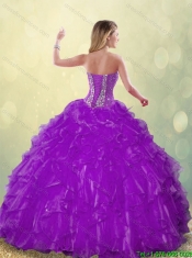 Popular Beading Purple Detachable Quinceanera Gowns with Sweetheart