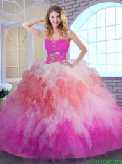 Popular Multi Color Quinceanera Gowns with Appliques and Ruffles