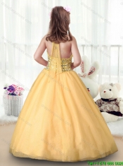 2015 Fall Beautiful Ball Gown Halter Top LMini Quinceanera Dresses in Gold