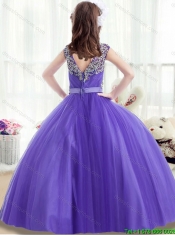 2015 Fall Classical Square Beading Mini Quinceanera Dresses with Cap Sleeves