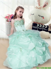 2015 Fall Elegant Beading and Appliques Little Girl Pageant Dresses in Apple Green