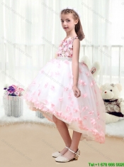 2015 Fall New Arrivals Bateau Beading  Little Girl Dress in White