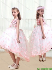 2015 Fall New Arrivals Bateau Beading  Little Girl Dress in White