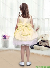 2015 Fall Perfect A Line Scoop Sashes and Bowknot Mini Quinceanera Dresses